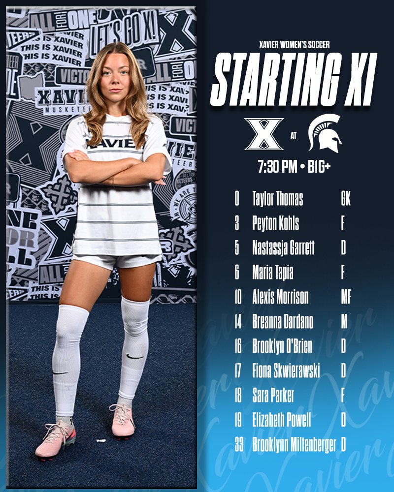 XavierWSOC's tweet photo. Tonight's lineup against No. 7 Michigan State! https://t.co/yjC1OpBOa8