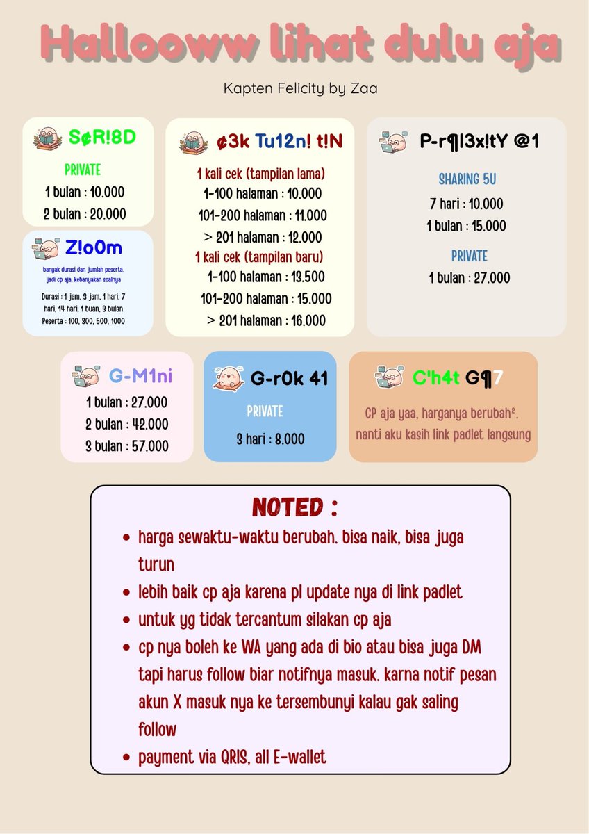 kaptenfelicityy's tweet photo. hallooo, ready premium 4pP, jasa parafrase, jasa bantu tugas, pulsa, paket data, tagihan. order via telegram or DM. janlupa mention after DM yaa, biar notifnya muncul🤗
link tele dan link testi ada di bio aku yaa
#bealanjaㅤ https://t.co/mVAHCdIn9e