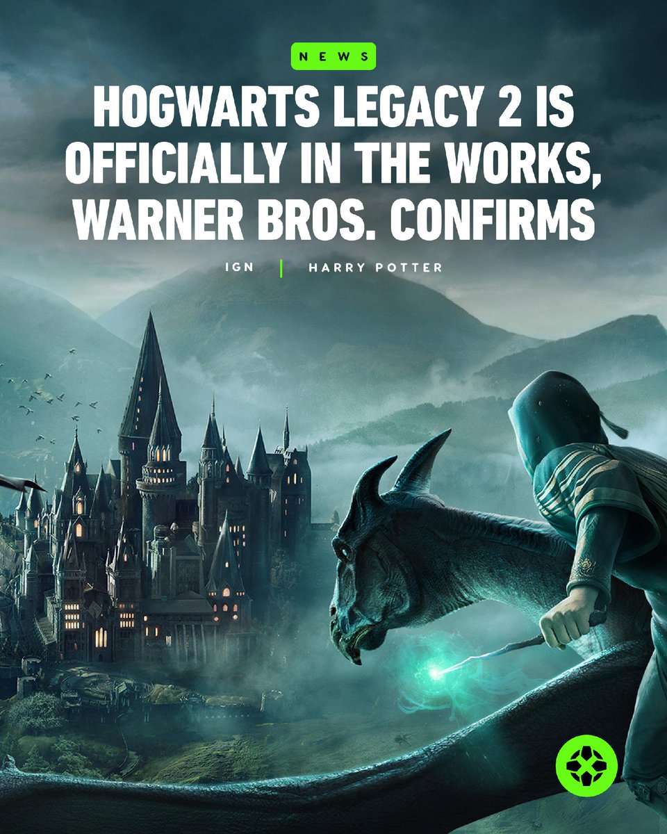 IGN's tweet photo. Warner Bros. confirmed in a recent earnings report that a "second installment" for Hogwarts Legacy is in the works, but no details were provided on what the game will look like or when it might be released. https://t.co/4Om7ToA3tS https://t.co/19YI0u7Ys3