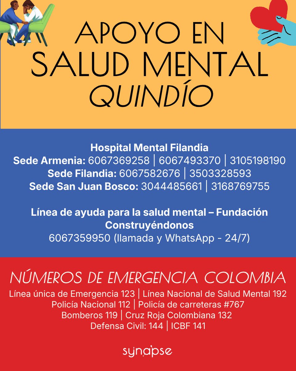 SynapseIntegral's tweet photo. Por ello decidimos preparar una guía de sitios en los cuales pueden acudir de forma presencial y/o comunicarse virtualmente o por vía telefónica, especialmente orientada a las personas que se encuentran en las regiones afectadas. #Caldas #Chocó #Quindío #Risaralda https://t.co/LoM3FFCiO7
