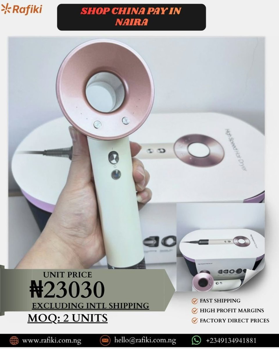tryrafiki's tweet photo. Dry and style your hair with ease using this high-speed hair dryer for only ₦23,030 💨✨

MOQ: 2 units | Shipping excluded
Order via WhatsApp: https://t.co/emWAStQPiS https://t.co/RU61Spa84r