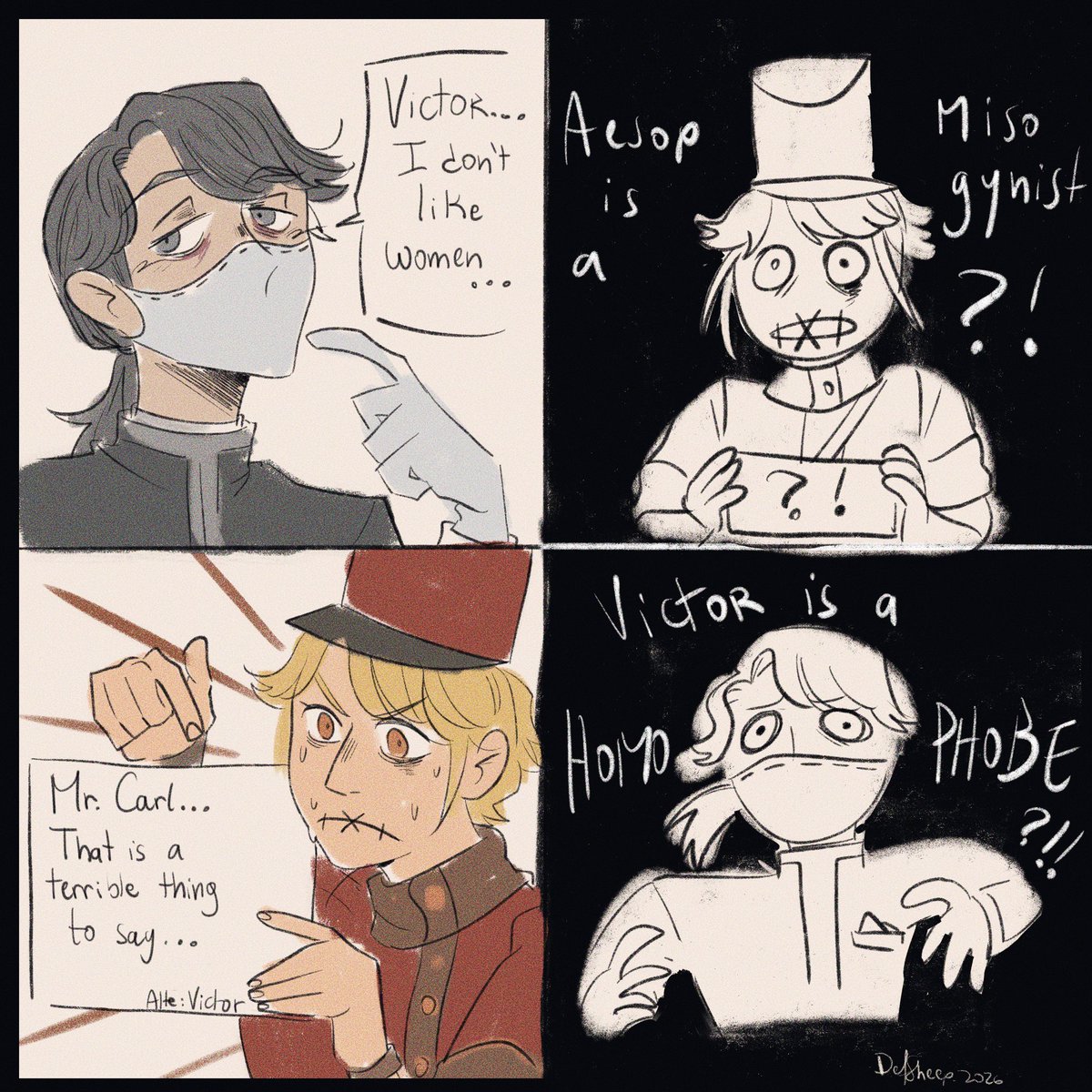 DefSheep's tweet photo. At least he tried……
#identityv #aesopcarl #victorgrantz #aesvic https://t.co/pculThwrg9