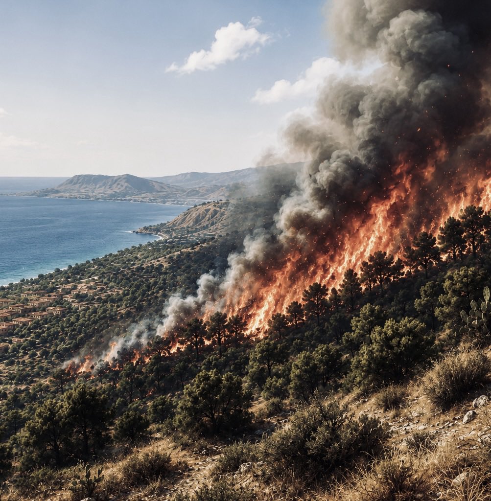 DemanegaENG's tweet photo. Sommerliche Hitze – und Waldbrand-Inferno. Mindestens 80 Prozent der Waldbrände in Sizilien werden vorsätzlich gelegt, gerade dann, wenn große Trockenheit und sommerliche Hitze vorherrschen. Dahinter steckt – leider – unter anderem auch ein Geschäft.

https://t.co/mJpGiqDwh0 https://t.co/7EAesoGToq
