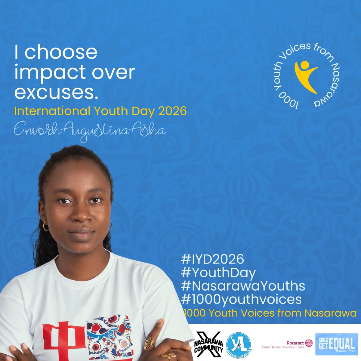 Asha04980391's tweet photo. Impact doesn't always have to be loud or grand. Sometimes, it starts with simply showing up, speaking up, helping someone, and creating something meaningful, for a better community. @GNasarawa 
#IYD2026 #YouthDay #NasarawaYouths
#1000YouthVoices https://t.co/hLxWqCItOZ
