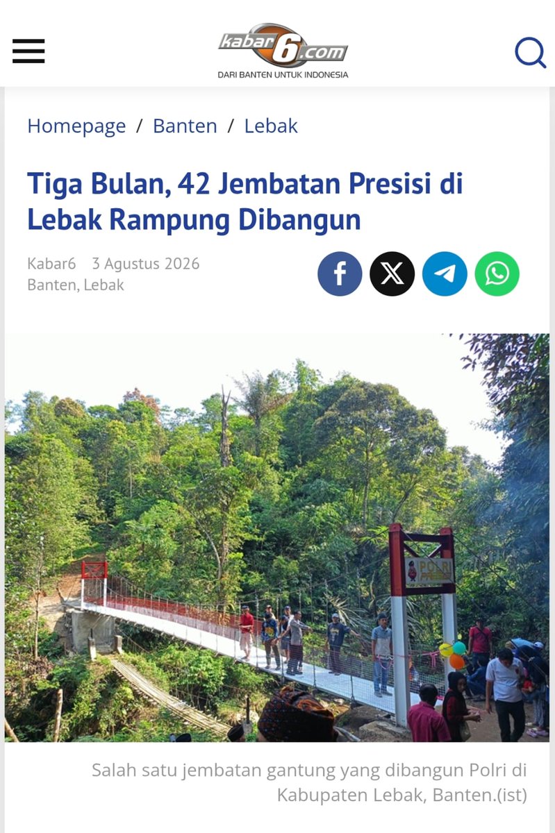 Naomikellv's tweet photo. Dalam waktu 3 bulan, ada 32 jembatan presisi di lebak rampung dibangun. Mobilitas warga disana semakin lancar
#BantuMelayaniIndonesia
Pengabdian Pada Negeri https://t.co/g9A2jnlpBF