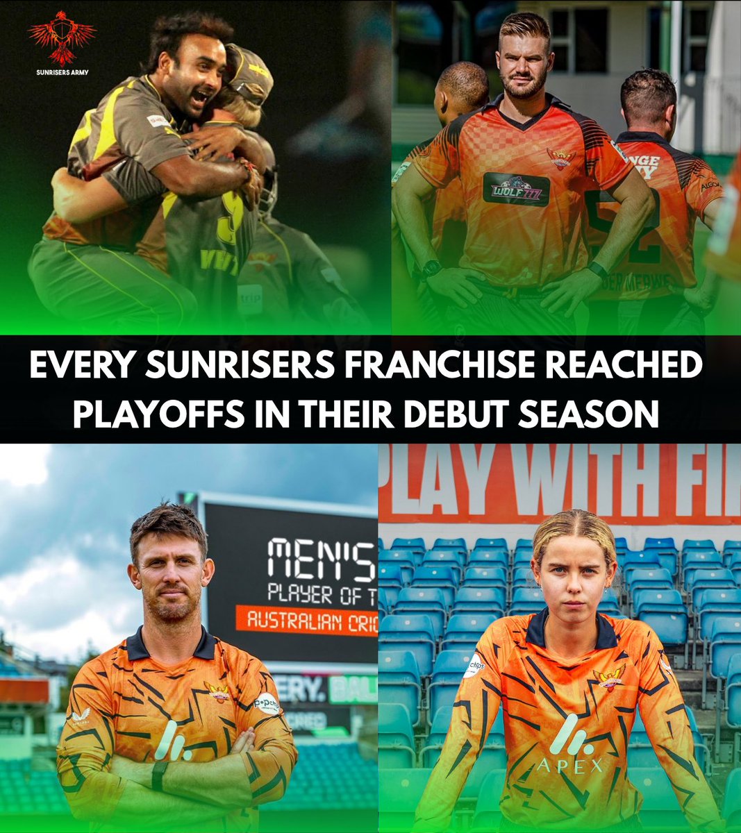 srhorangearmy's tweet photo. Sunrisers Hyderabad did it.
Sunrisers Eastern Cape did it.
Sunrisers Leeds did it. 🧡

Every Sunrisers franchise has reached the playoffs in its debut season. 🔥 https://t.co/gthm9B3QWN