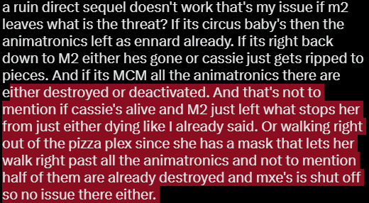 jestercreations's tweet photo. @may_daybreak + if m2 was chasing cassie he would be the only threat. and while that's fine for a point and click fnaf game for a free roam game it kind of doesn't work that well. https://t.co/QOu7ssgqBH