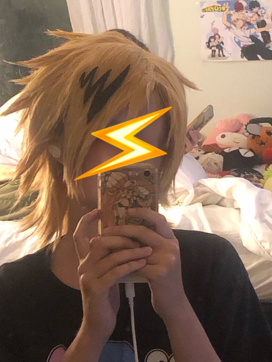 d7nki's tweet photo. 2 rick and morty seasons later i finished my denki wig for the mha concert https://t.co/agpu1aFY0N