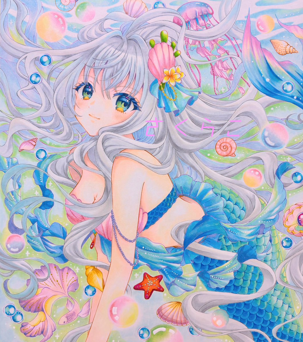 ❤︎人魚❤︎夏っぽく仕上げました😊 ヤフオク出品しています。 （URL