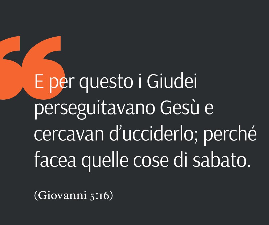 butindaro's tweet photo. E per questo i Giudei perseguitavano Gesù e cercavan d’ucciderlo; perché facea quelle cose di sabato. (Giovanni 5:16) #Bibbia https://t.co/p9TBg2Omek