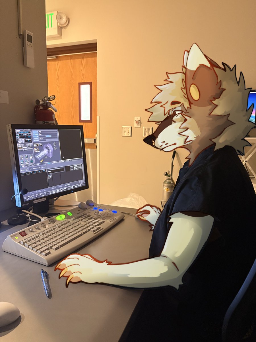 ScudpupAD's tweet photo. Puppy got to Job shadow momma for an entire week. I got to learn a lot and even got to do some hands on patient care with the nurses!! #drawover #art #furryart https://t.co/0LVVOppaN8
