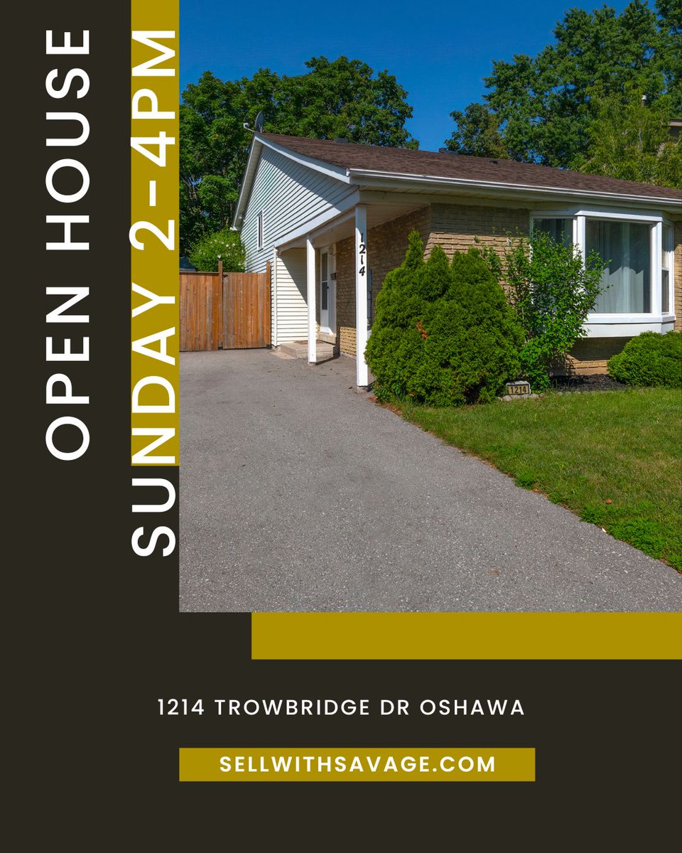 sellwithsavage's tweet photo. 🏡 OPEN HOUSE — SUNDAY, AUGUST 16TH | 2–4 PM
Come take a look at 1214 Trowbridge Dr, Oshawa! ✨

A spacious family home in a great Oshawa neighbourhood, offering plenty of room for comfortable living.

📍 1214 Trowbridge Dr, Oshawa
🗓️ Sunday, August 16th
⏰ 2:00–4:00 PM https://t.co/cfRleWT1x3
