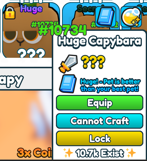 RJsWorld3's tweet photo. OH YES I MISS HATCHING HUGES BEFORE SECRETS!!
And I LOVE MY HUGE CAPYBARAS!!--Wait why 10K exist?! #LuckyBlockLegends https://t.co/UYsX5Gqk2R