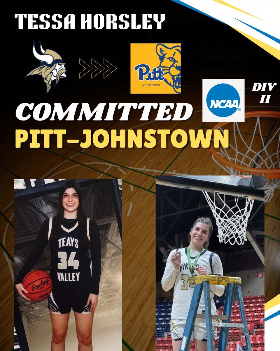 LadyVikeHoops's tweet photo. Congrats to our girl Tessa for accepting a scholarship offer this week to continue her basketball career at NCAA Division 2 Pitt-Johnstown! We are so very proud of her and all the hard work that went into earning this great opportunity!! @TessaHorsley23 #LadyVikesBBall 🏀 https://t.co/QLPAvagkhZ