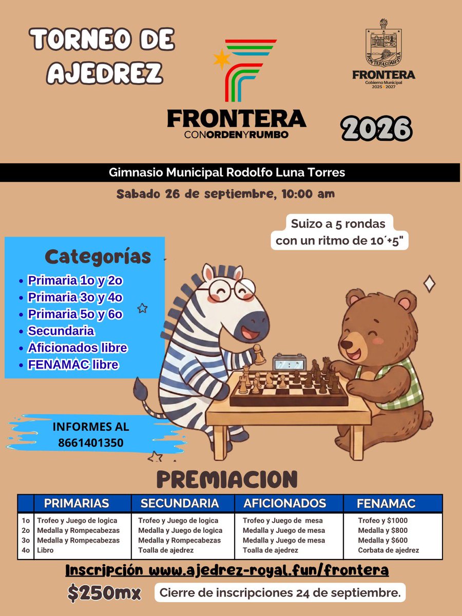 huizachess's tweet photo. Torneo de Ajedrez.

Inicia un nuevo ciclo escolar. Sabias que en Coahuila hay muchos lugares donde puedes aprender a jugar. Ademas de poner a prueba tu temperamento y habilidad harás nuevos amigos.  No te quedes en casa aburrid@. Participa!!

https://t.co/orMs6ONYKO https://t.co/GqdYUfCVjV