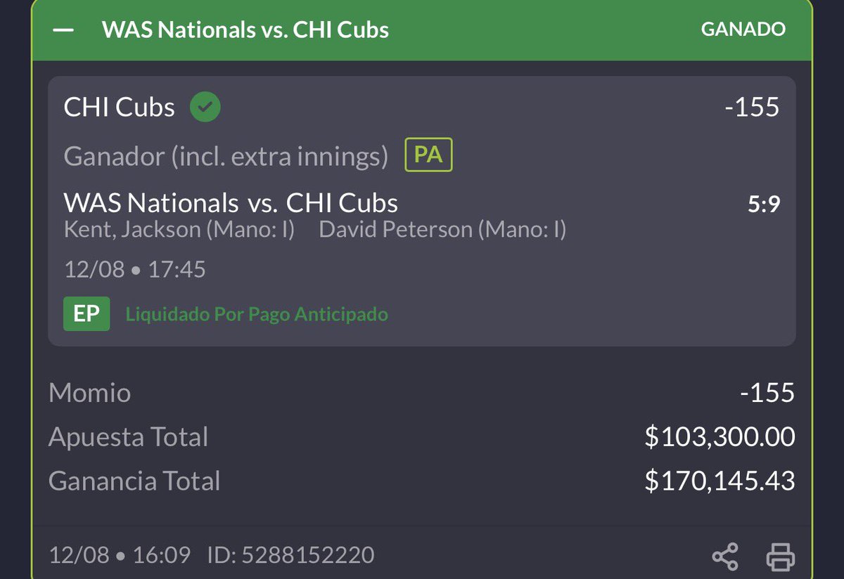 hugowx_'s tweet photo. 1.000❤️🔄🗯️ RÁPIDOS Y SUBO EL PASO 2 DEL RETO $1,600 a $10,000🪜

Paso 1️⃣ Twins ✅
Paso 2️⃣ Cubs ✅

El paso 3 inicia en 1 hora aprox, activen notificaciones para que les llegue en cuanto lo suba 🔔 https://t.co/yBbkjQbKTv