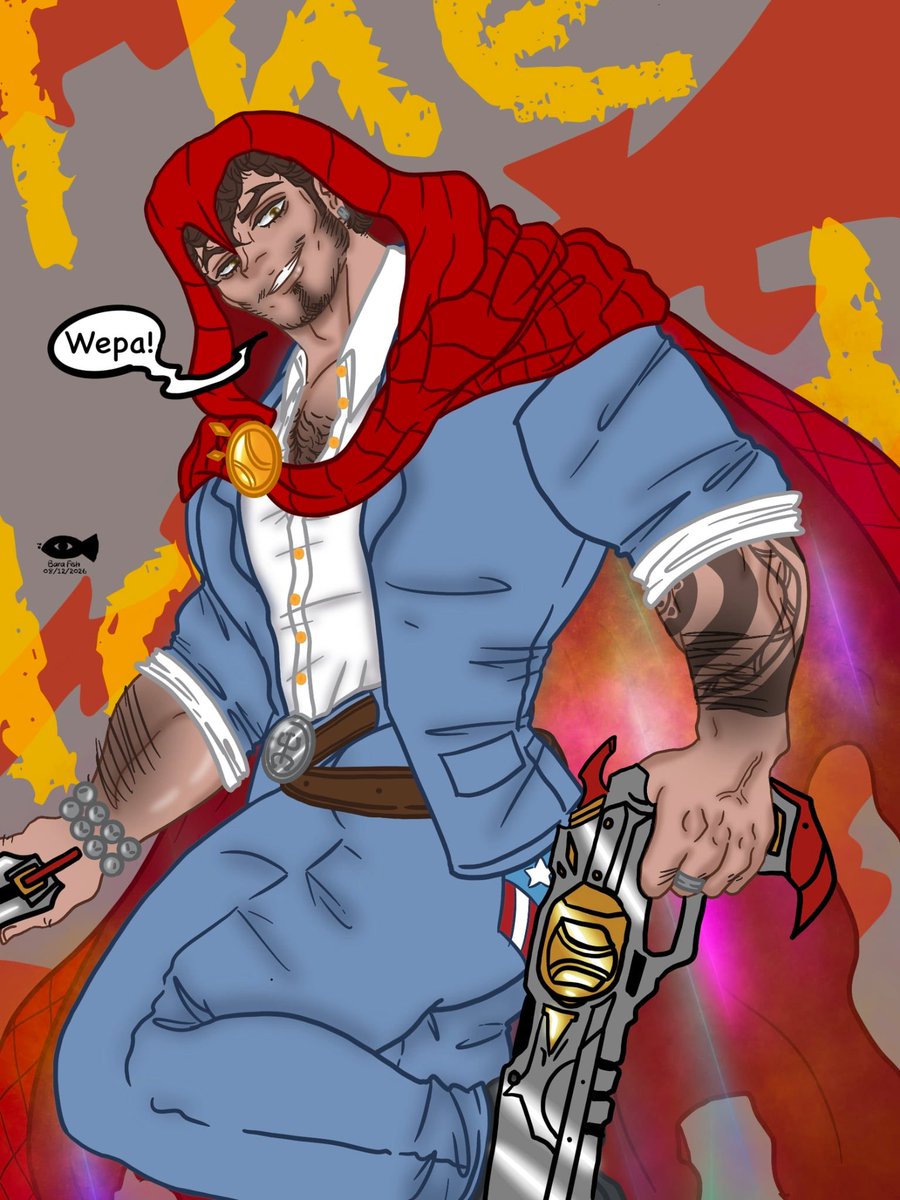 BaraFishX's tweet photo. Wepa! 🇵🇷 
I needed to draw him, I think his design is super cool and well inspired by Puerto Rican culture. I really loved The Hood character. 💕🫰🏻✨
#MarvelRivals #thehood #marvelrivalsthehood #bara #baraart #gayart #yaoi #bl #gayboy https://t.co/yQbMOO1Oas