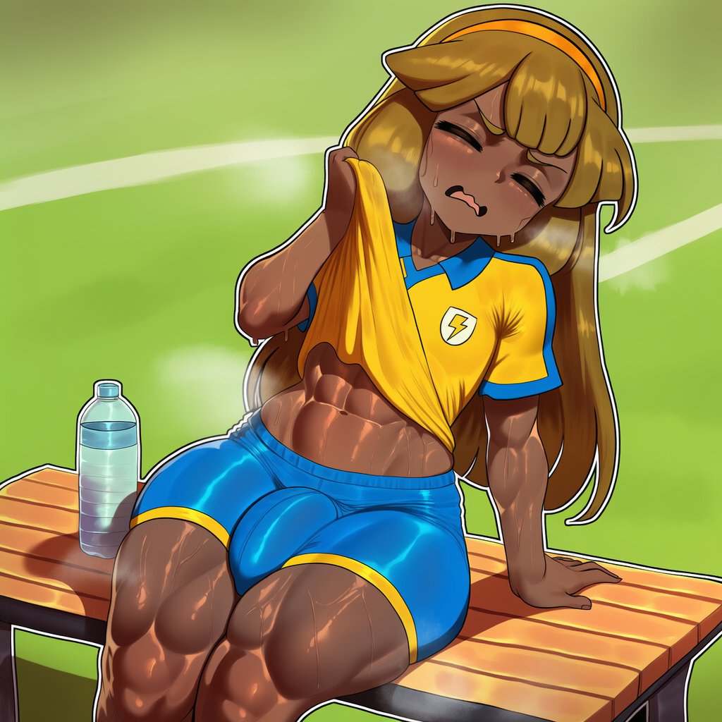 KINAKOCUTIEE's tweet photo. "𝐆𝐎𝐃 ! This heat is getting 𝐔𝐍𝐁𝐄𝐀𝐑𝐀𝐁𝐋𝐄, I can't even focus on my dang training. . ! 💢💦" https://t.co/nAQURqJ02a
