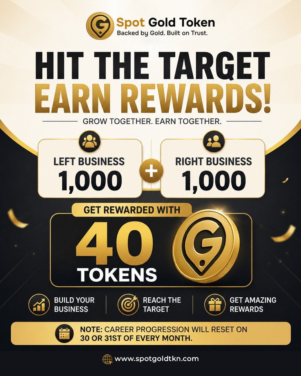 Nathan_henry97's tweet photo. 🎯 HIT THE MILESTONE. UNLOCK 40 TGOLD! 🪙

Build 1,000 Left + 1,000 Right Business and qualify for your reward. 🚀

💫 Build • Grow • Achieve

🌐 Register now: https://t.co/OE8TZ73UWi
 
#spotgoldtoken #Tgold #DigitalGold https://t.co/WbfrsVrGN3