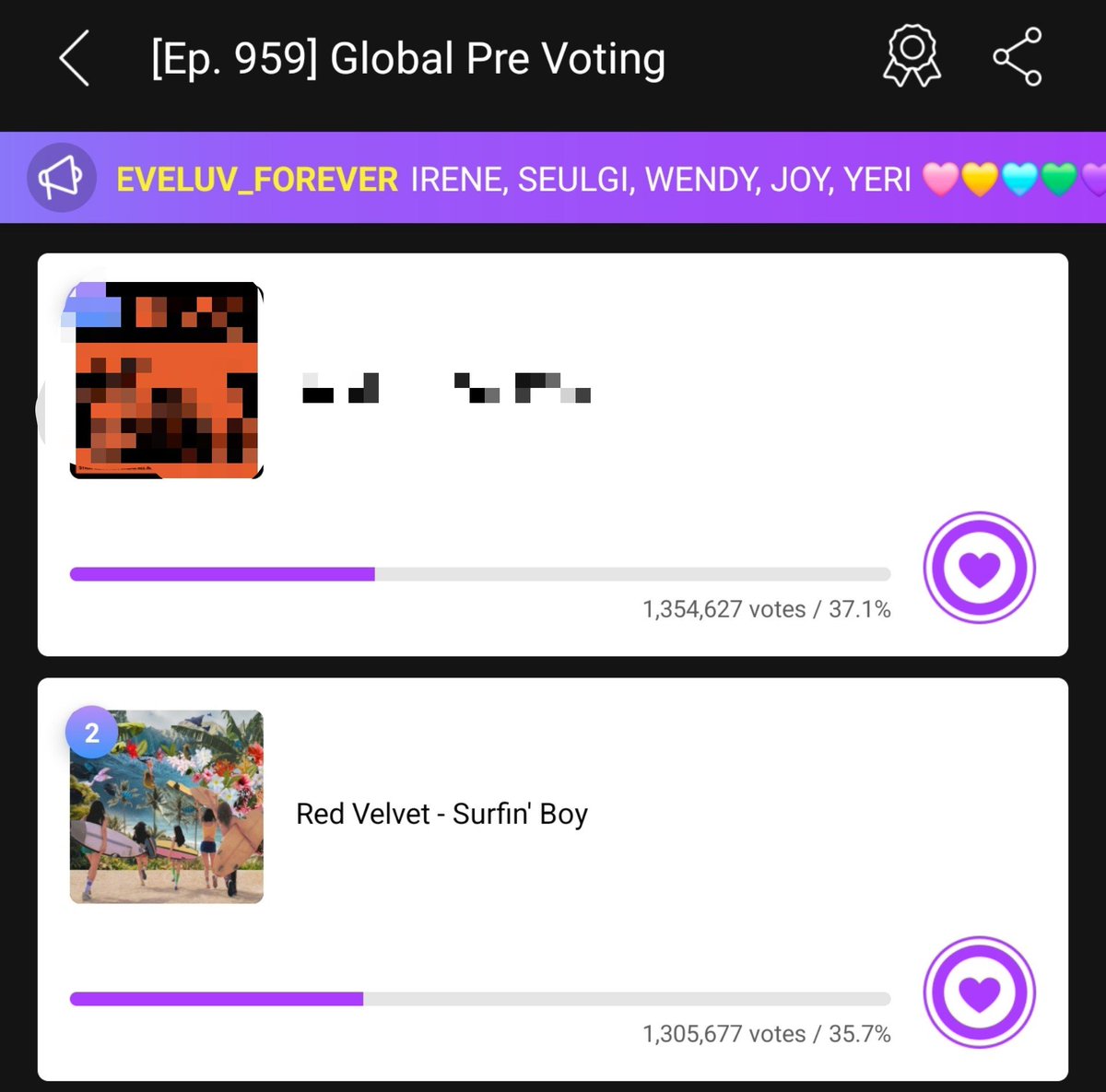 rvelites's tweet photo. Last hour before Music Core Pre-Voting on Mubeat and Muniverse ends!!! Let's go, Luvies!

We need to secure both 1st place!
Fighting, Luvies! 

🩷💛🩵💚💜 https://t.co/O1giBTsm7N