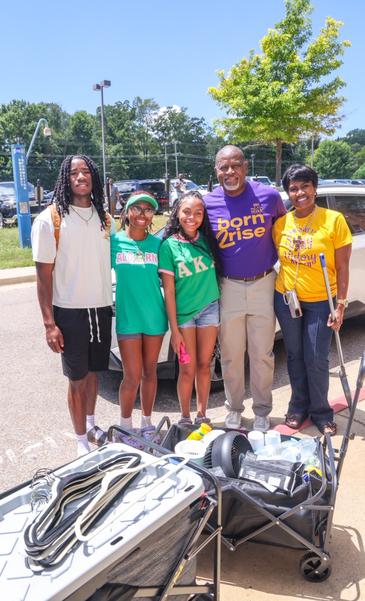 AlcornStateU's tweet photo. 👀💜Look who it is… We see you, new Braves!
Move-in day has officially entered the chat! 📦🛏️
New roommates. New friendships. New experiences. New chapter. 
And trust us… the best is yet to come! 
Welcome home, Braves! 💛
Your Alcorn era starts now! 🎉
#AlwaysAlcorn https://t.co/QrBVTwuPut