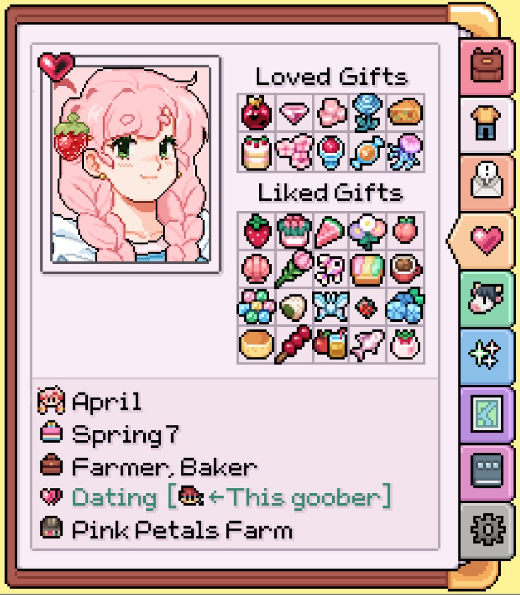 Bahnan_san's tweet photo. Seeing everyone post their FoM ocs genuinely reminded I’ve never posted mine- 🧍‍♀️ erm so here she is !! Her name is April and I love her dearly 🥹 my daughter..,🍓🌸
#fieldsofmistria https://t.co/dUGIFpGSvJ