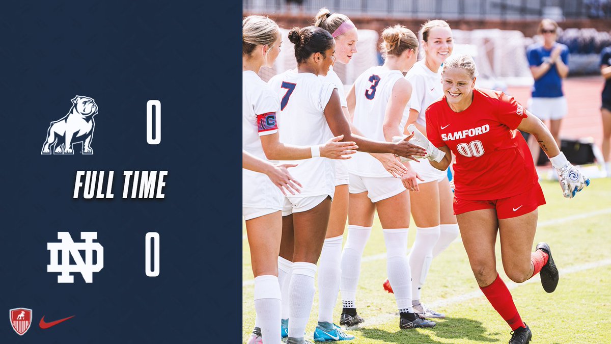 SamfordSoccer's tweet photo. The Bulldogs fought No. 2 Notre Dame to a 0-0 draw!
#DogDynasty | #AllForSAMford https://t.co/lbFpaLD9YQ