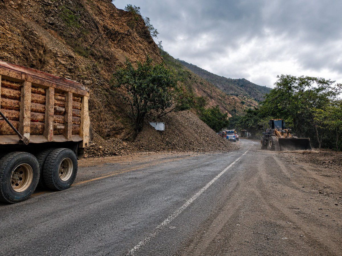 ANI_Colombia's tweet photo. 🚛 Los vehículos de carga y pesados tendrán restringida la circulación. A las 6:00 a. m. se evaluará el talud para definir el restablecimiento del paso. Atiende las indicaciones de las autoridades. La prioridad es proteger la vida. https://t.co/R1q2ynGGdm