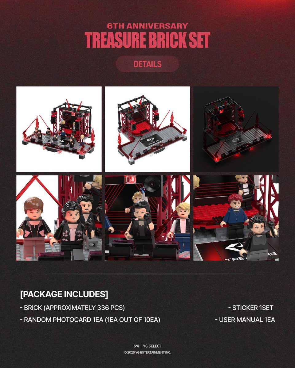 ygselect's tweet photo. 🧱 BRICK BY BRICK. 
6 YEARS, BUILT TOGETHER.

수많은 무대와 추억이 차곡차곡 쌓여
TREASURE와 TREASURE MAKER가 함께 맞이한 6️⃣주년!

'IF I' 무대 위의 순간을 담은 
TREASURE 6TH ANNIVERSARY BRICK SET이 출시되었습니다.

함께 쌓아온 소중한 추억을
브릭으로 직접 완성해 보세요 ✨

🔗 𝗣𝗥𝗘-𝗢𝗥𝗗𝗘𝗥 𝗡𝗢𝗪
- YG SELECT (KR) | https://t.co/zMmII4YRpC
- YG SELECT (EN) | https://t.co/WfjB4d0iZV
- YG SELECT (JP) | https://t.co/8JJ3ASmkP1
- YG SELECT (CN) | https://t.co/2PpEJTyaAS 
- WEVERSE SHOP | https://t.co/1jvDtXSoFK 

@treasuremembers @ygtreasuremaker
#TREASURE #트레저 #TREASURE6thANNIVERSARY #TREA6URE_ANNIVER6ARY_2026 #YGSELECT
