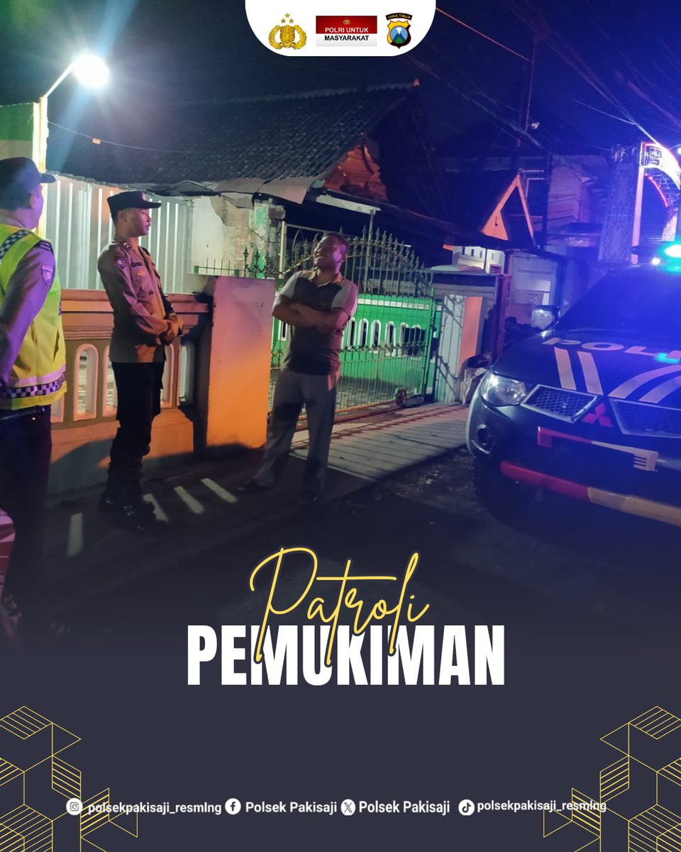 pakisaji47345's tweet photo. Anggota Polsek Pakisaji melaksanakan patroli malam di pemukiman penduduk   antisipasi gangguan kamtibmas serta dialogis dengan masyarakat sampaikan himbauan kamtibmas.

#polri 
#poldajatim 
#polresmalang 
#polriuntukmasyarakat https://t.co/W1VPcuRlSl