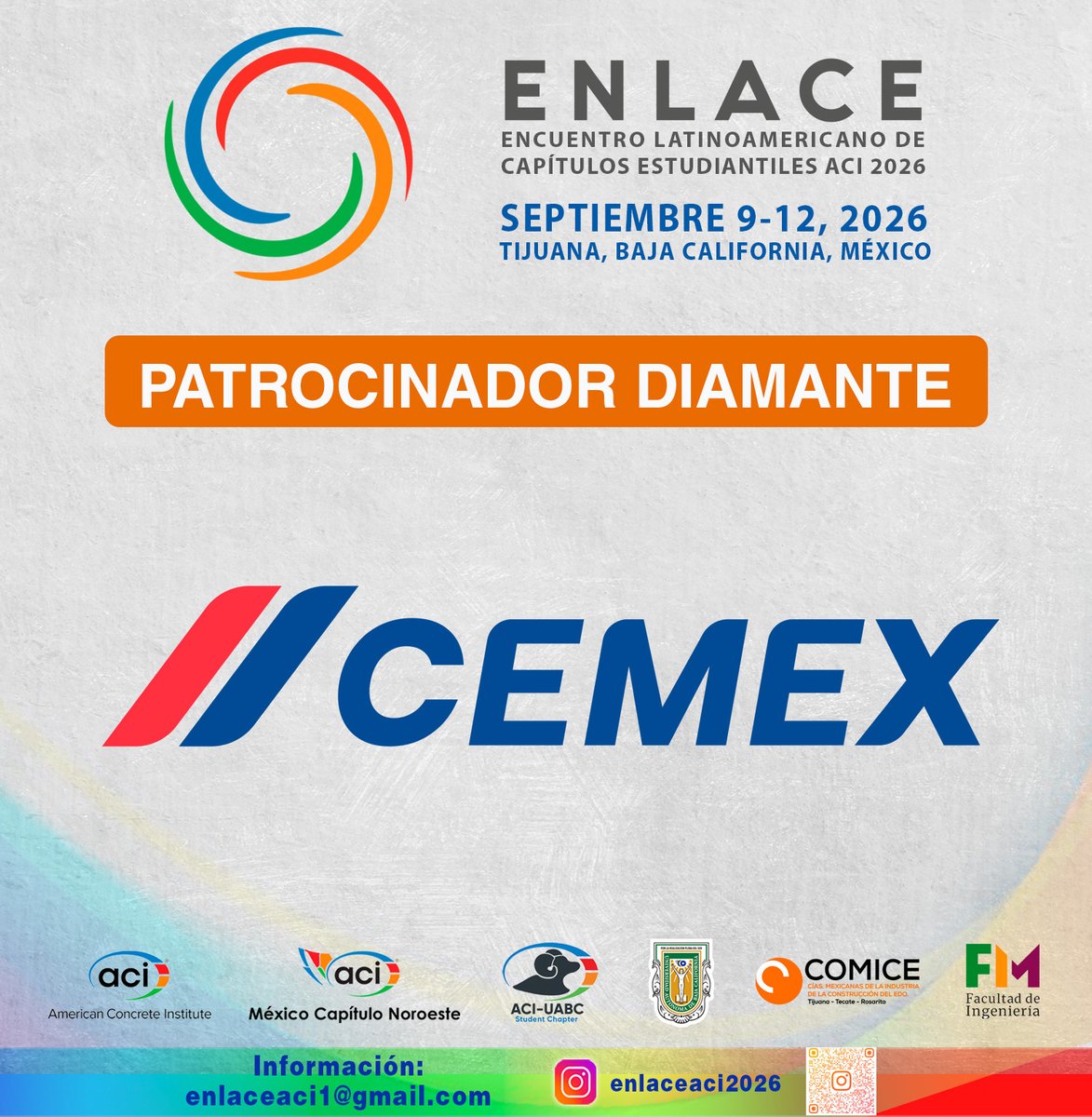 aci_nw's tweet photo. FELICIDADES A CEMEX, PATROCINADOR DIAMANTE del Encuentro Latinoamericano de Capítulos Estudiantiles 2026 (𝐄𝐍𝐋𝐀𝐂𝐄 𝟐𝟎𝟐𝟔), 9 al 12 de septiembre,  Facultad de Ingeniería y Negocios , UABC, Tijuana, Baja California, México.    

REG: https://t.co/FICy0UAJQr https://t.co/DvgAxuJA7q
