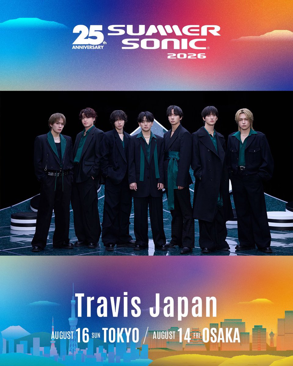 TravisJapan_cr's tweet photo. ⋱  明日  ⋰

SUMMER SONIC 2026
at 万博記念公園

暑くなると思われますので
熱中症には十分お気をつけください☀️

https://t.co/BFO7XmvcfS

#トラジャサマソニ
@summer_sonic https://t.co/1fL4advTup