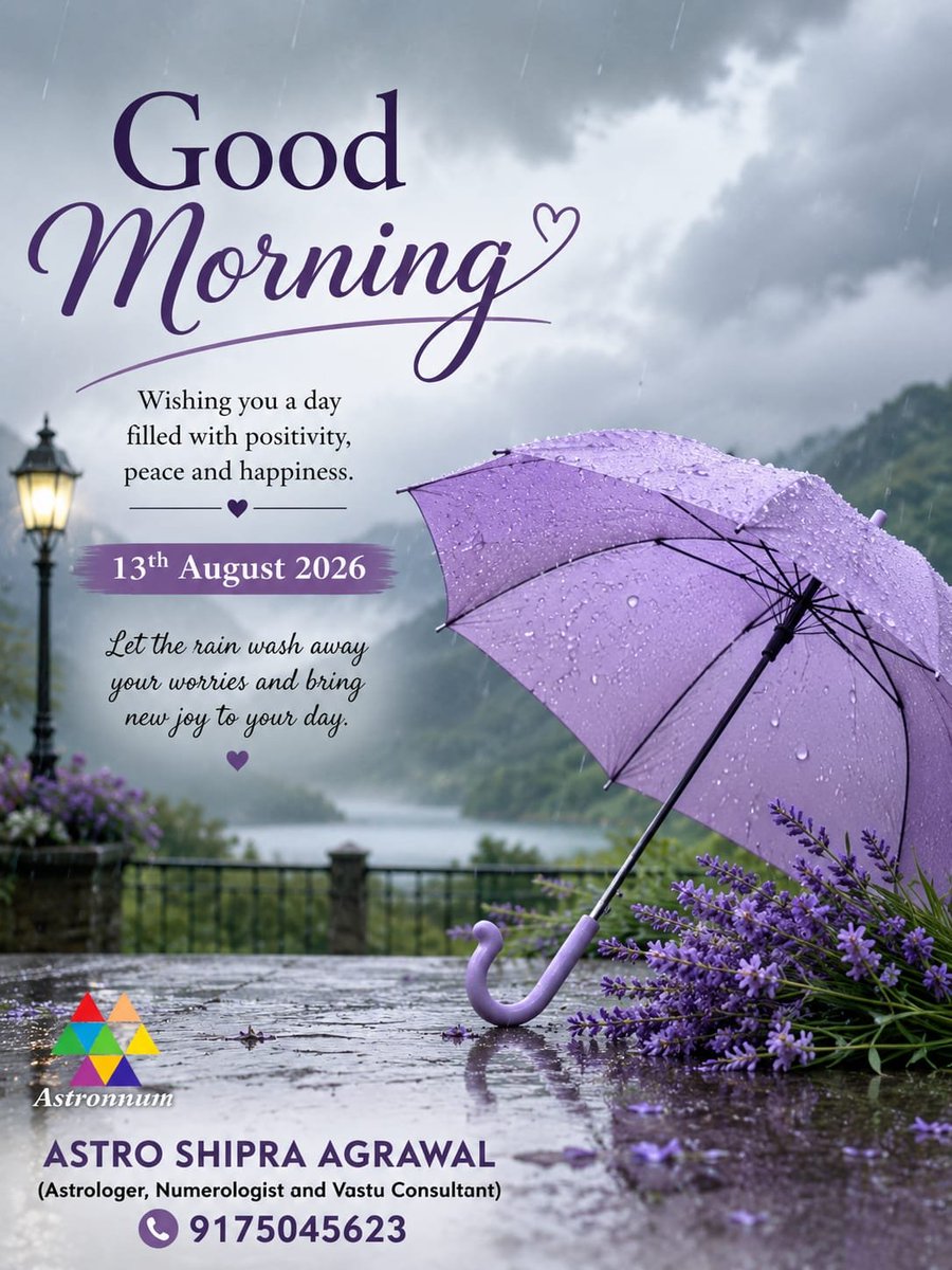 Astronnum's tweet photo. GOOD MORNING ☀️
#AstroShipraAgrawal
#Astronnum
#Astrologer
#Numerologist
#VastuConsultant
#GoodMorning
#Thursday
#सुप्रभात
#ॐ_श्री_लक्ष्मी_नारायण_नमः
#eight1326 https://t.co/7nmvjfb4n2