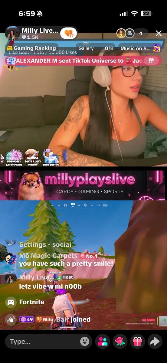 MillyPlaysLive's tweet photo. Catch me on Tiktok Live Gaming Fortnite Live Now! https://t.co/L9aeWP1hGa