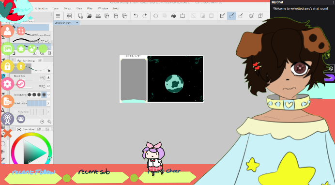 Velvettedraws's tweet photo. art stream starting now #twitch #vtuber #envtuber working on overlays no more procrastination!!!!!!! https://t.co/qeOaYSkvGe