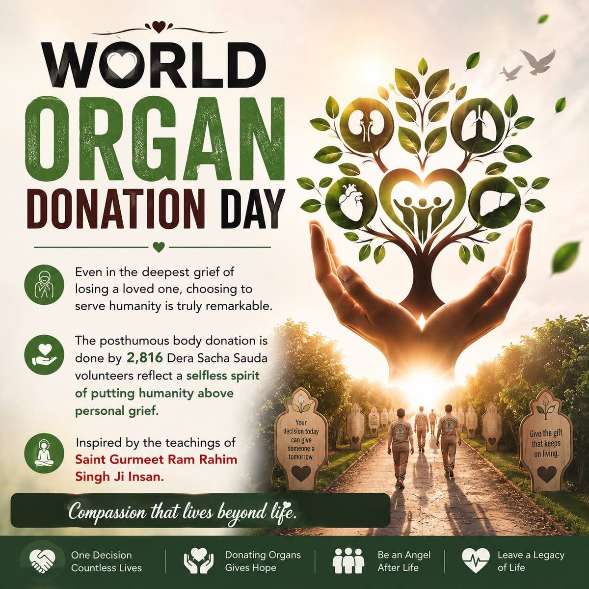 ThisIsMohit777's tweet photo. Dera Sacha Sauda actively promotes posthumous organ, eye and body donation!
Under the inspiration of Saint Gurmeet Ram RahimJi Insan, lakhs of followers pledge their organs and bodies to save lives and support medical research!

#WorldOrganDonationDay
#WorldOrganDonationDay2026 https://t.co/OmiO7Ii3Vl