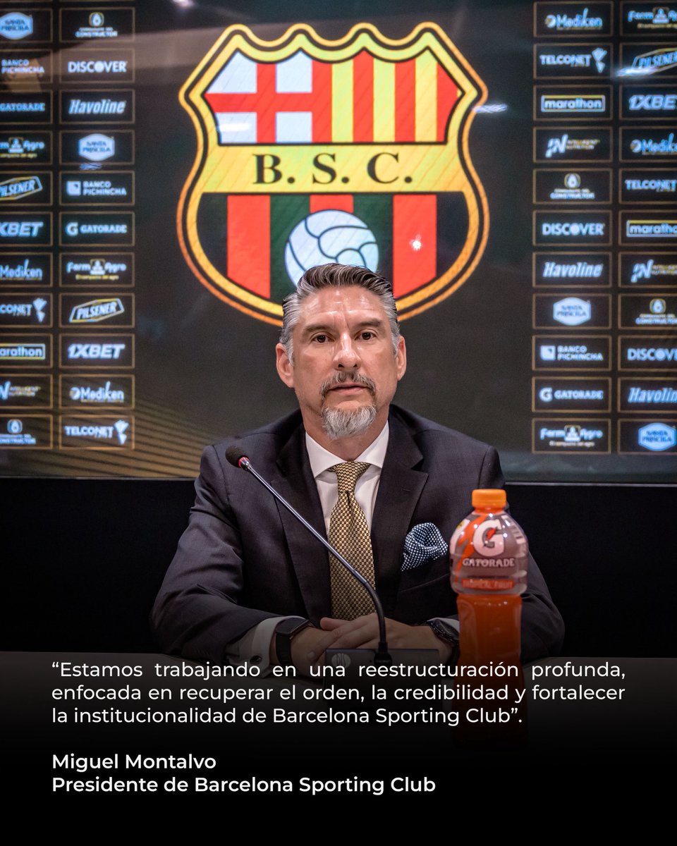 BarcelonaSC's tweet photo. Las principales declaraciones de Miguel Montalvo, presidente de Barcelona Sporting Club, durante la rueda de prensa de este miércoles.

Conoce los puntos más importantes. 🟡⚫ https://t.co/krsGEI4yv6