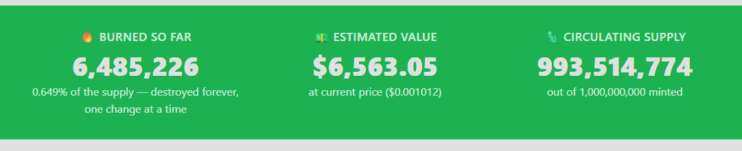 Chameleonsol's tweet photo. The site now has a new feature! A real-time dashboard showing all burns and their value! https://t.co/cbVMdAaovC