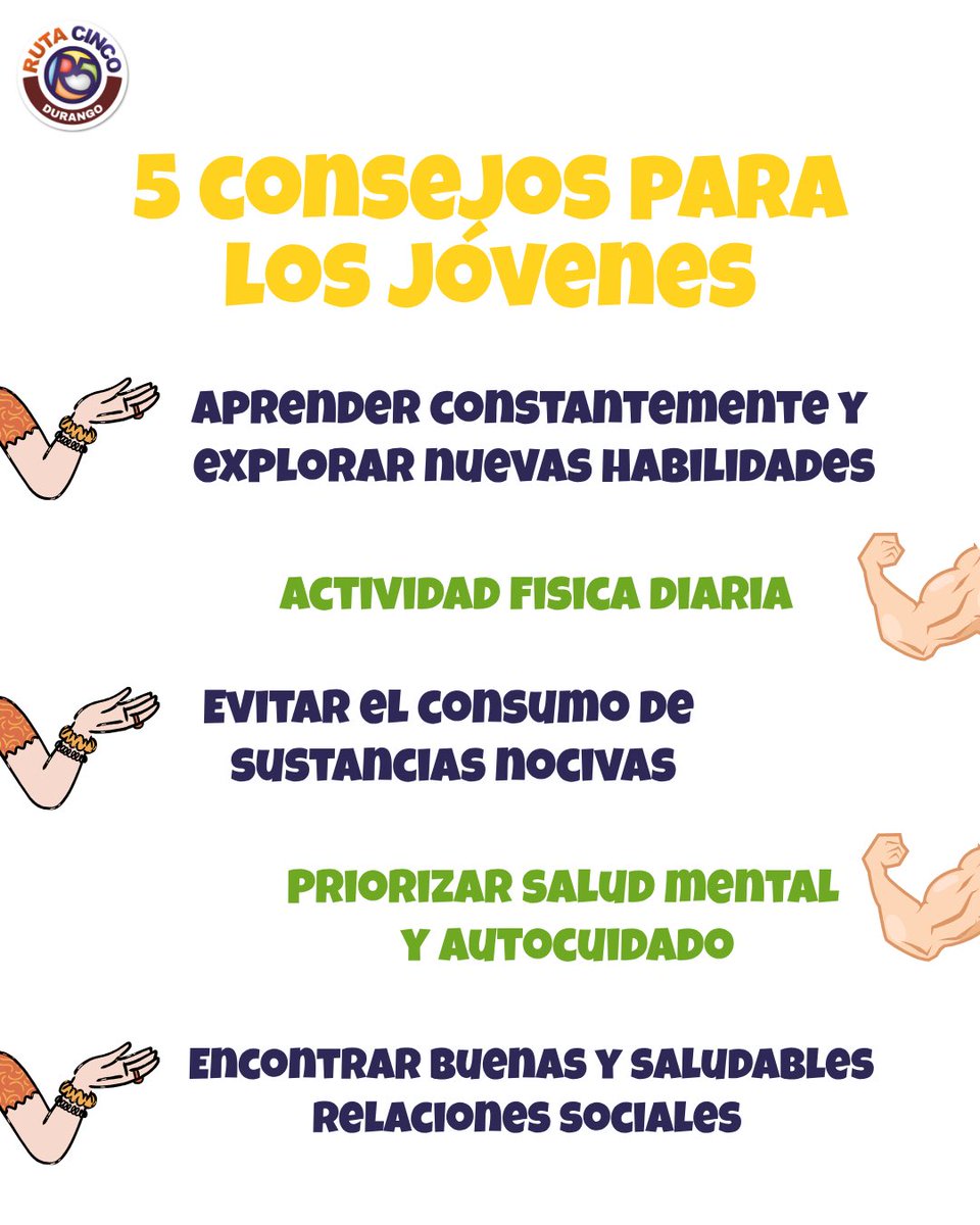 DurangoRuta5's tweet photo. 𝐂𝐎𝐍𝐎𝐂𝐄 𝐌𝐀́𝐒 𝐂𝐎𝐍 𝐑𝐔𝐓𝐀 𝟓🤚🏻

Ruta 5 se une a la conmemoración del  Día Internacional de la Juventud. Ya que reconocemos la importancia del crecimiento y desarrollo de los jóvenes.

#ruta5 #durango #jovenes #conocer https://t.co/TlD0zJKq0c