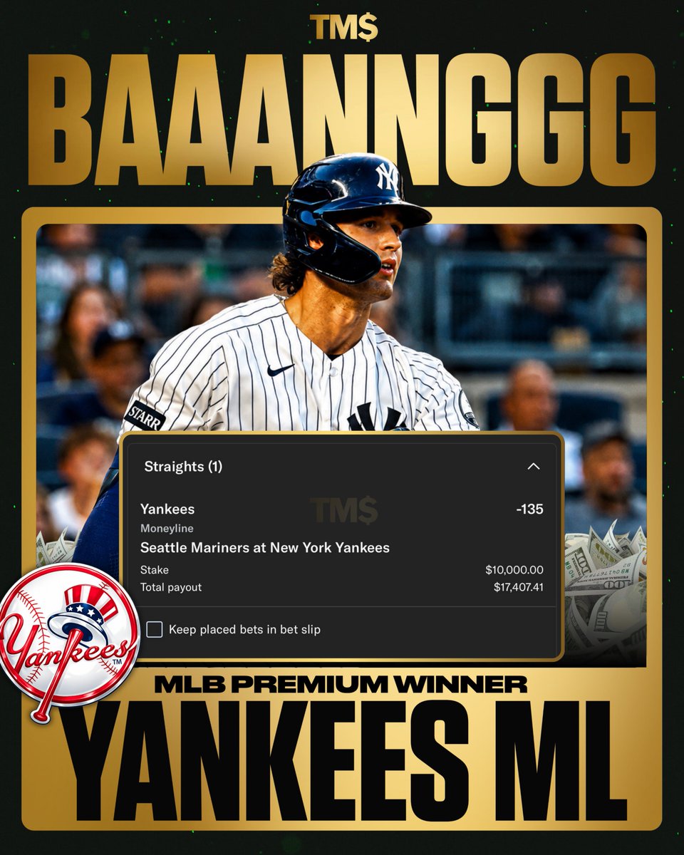 TMSDiamondPicks's tweet photo. BANG! DIAMOND MAX BLOWOUT W 💎🔐

$10,000 YANKEES ML ✅

Shoutout the THOUSANDS of members who joined today for ONLY $10 DOLLARS 🚀 https://t.co/rpYkUbLjT3