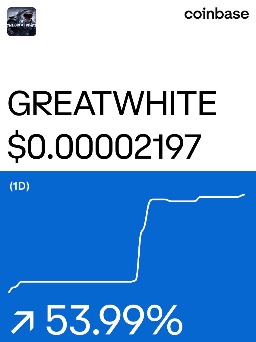 MB702VGK's tweet photo. The Great White on Coinbase: https://t.co/JtHefHZkz4 https://t.co/UD3u2n1LGc