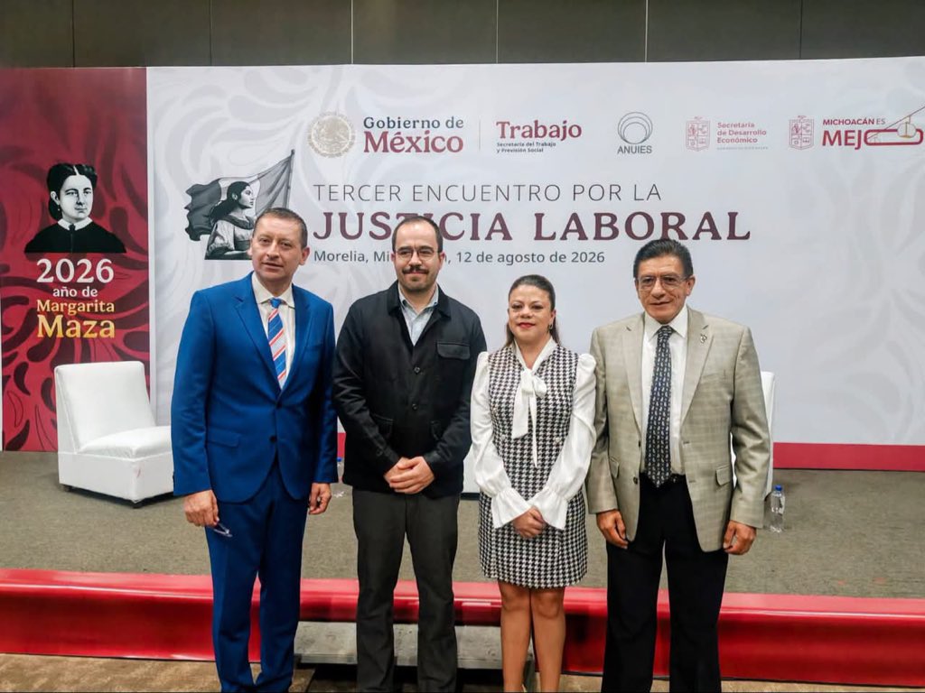 PJEdomex's tweet photo. En representación del Magistrado Héctor Macedo García, Presidente del Tribunal Superior de Justicia, el Juez Jorge Arturo Rodríguez Hernández, asistió al Tercer Encuentro por la Justicia Laboral organizado por la Secretaría del Trabajo y Previsión Social (STPS), en coordinación con la Asociación Nacional de Universidades e Instituciones de Educación Superior (ANUIES) y el Gobierno del Estado de Michoacán.

Este espacio de diálogo y análisis reunió a representantes de los sectores público, privado, sindical y académico, quienes compartieron experiencias y reflexionaron sobre los retos y oportunidades del Sistema de Justicia Laboral en el país.

#JusticiaCercana