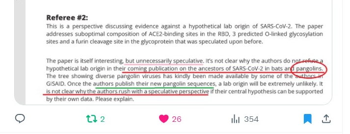 Rebecca21951651's tweet photo. @dlingenfelter @sigridbratlie No new evidence - ref report by @MarionKoopmans "forced" him to favor zoonosis.

From article:

"In June 2020, 3 months ***after*** the paper was published... Andersen... wrote privately to his co-authors that he “found both scenarios [lab leak and natural origin] equally likely” https://t.co/woJ4WxZGXE
