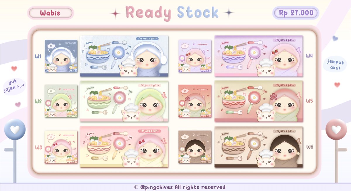 pingchives's tweet photo. help repost? thank you !!🤍🍵

hii, aku datang membawa ready stock layout chibi (hijab edition) untuk wabis &amp; X 🧸💭🎀

boleh dijemput terpisah or bundle &amp; save 2k!😋🤙🏻 yiippee 🛵💨

✅ retext dan recolor 
💌 order by dm/wa (fast res)

#bealanja https://t.co/zGvsmgI3wT