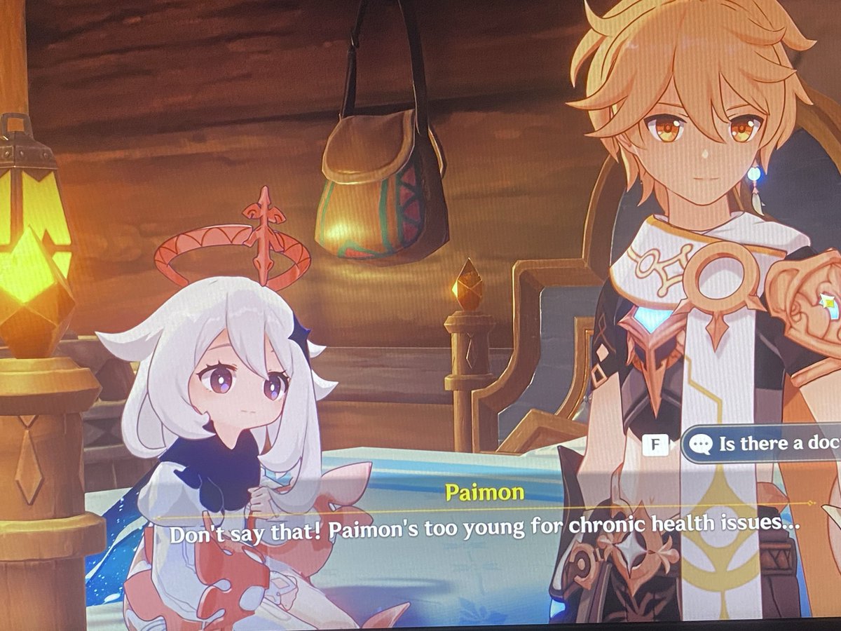 gryphan_'s tweet photo. nobody's too young for chronic health issues paimon 😔 https://t.co/rcWBdDvzdp