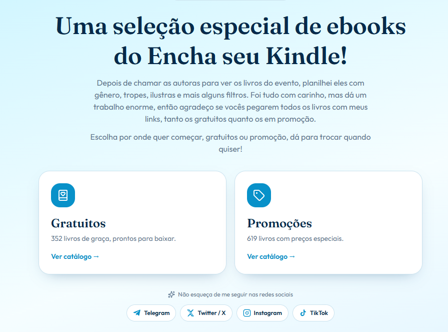 Julianoslivros's tweet photo. https://t.co/dg3xzYqcMn

Espero que gostem deu um trabalhão planilhar tudo !!! https://t.co/YSAjdoUZqY