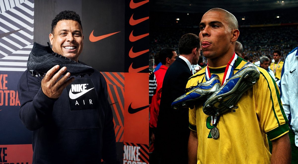futtmais's tweet photo. Apenas Michael Jordan, LeBron James, Cristiano Ronaldo, Ronaldo Fenômeno e Kevin Durant possuem contrato vitalício com a Nike.

R9 foi o primeiro jogador no mundo a conseguir esse feito. A icônica mercurial superou tudo que o mundo já tinha visto.

Recorde histórico de vendas. Até hoje, a chuteira que fez a Nike aumentar seu valor no mundo.