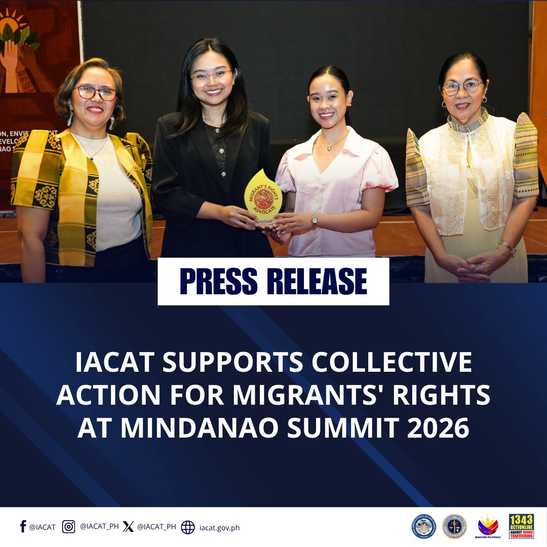 IACAT_PH's tweet photo. 𝗜𝗔𝗖𝗔𝗧 𝗦𝘂𝗽𝗽𝗼𝗿𝘁𝘀 𝗖𝗼𝗹𝗹𝗲𝗰𝘁𝗶𝘃𝗲 𝗔𝗰𝘁𝗶𝗼𝗻 𝗳𝗼𝗿 𝗠𝗶𝗴𝗿𝗮𝗻𝘁𝘀' 𝗥𝗶𝗴𝗵𝘁𝘀 𝗮𝘁 𝗠𝗶𝗻𝗱𝗮𝗻𝗮𝗼 𝗦𝘂𝗺𝗺𝗶𝘁 𝟮𝟬𝟮𝟲

Read more: https://t.co/DPXiPuOcl7

#IACAT
#BagongPilipinas
#IisangNasyonIisangAksyon https://t.co/unpDZ2MKSO