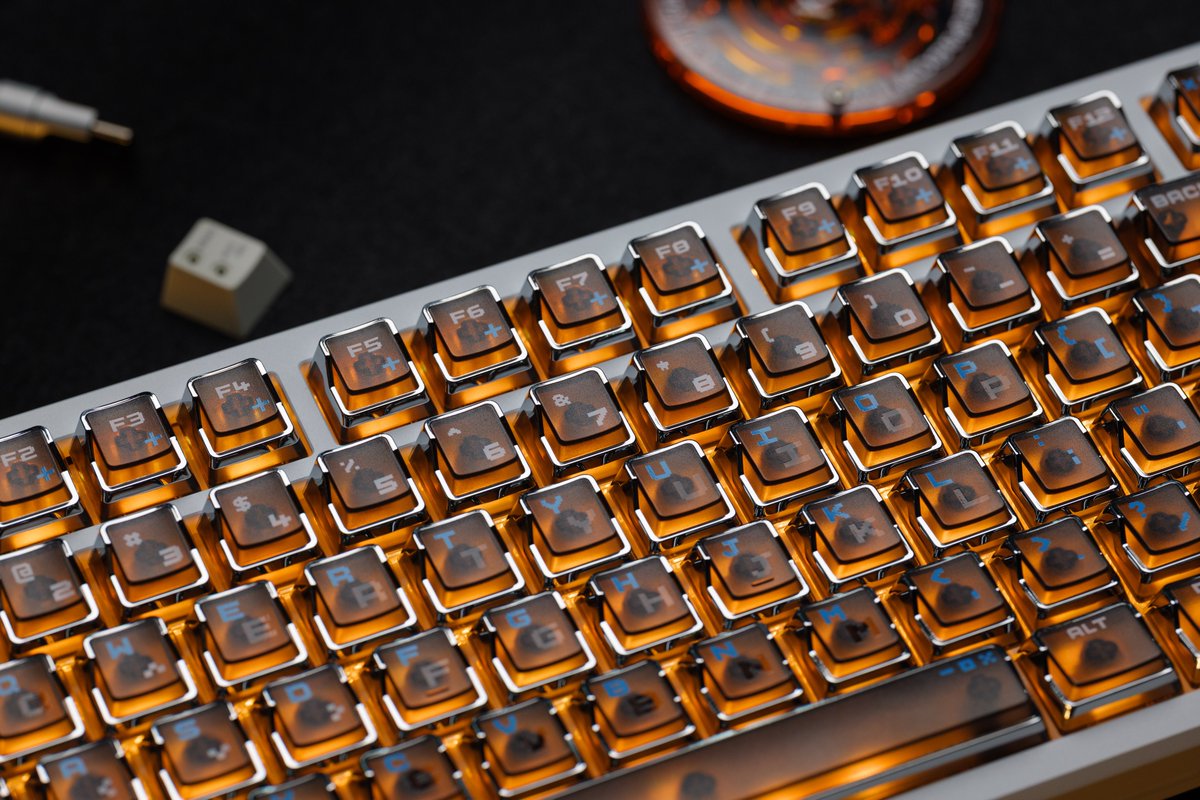 oshidkeys's tweet photo. Meet Quantum Horizon. 🌌
A keycap set designed for RGB lovers.
✨ Transparent PC construction
⚡ Electroplated frames
🌈 Designed to amplify your lighting
🔩 A distinctive metallic finish

When the RGB turns on, the electroplated edges create a completely different visual experience.
Not just keycaps. A different way to see your keyboard.

#OSHiD #QuantumHorizon #Keycaps #MechanicalKeyboard #RGBKeyboard #CustomKeyboard