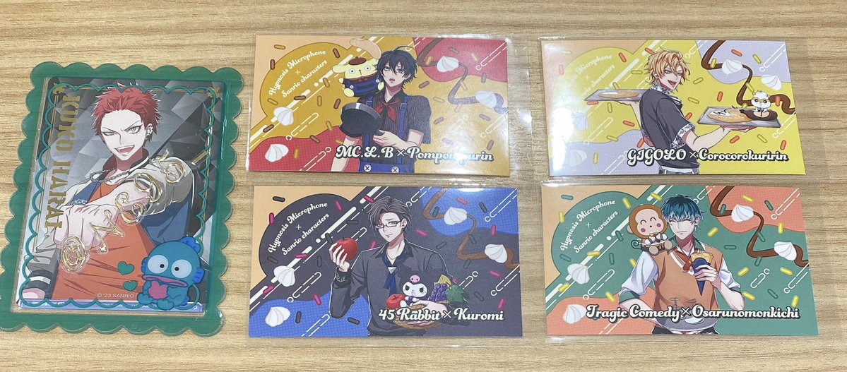 NE95_'s tweet photo. 【交換】ヒプノシスマイク ヒプマイ サンリオ NAKAYOKU EDIT 02 ディッパーダン 特典 イラストカード

譲▷三郎 銃兎 一二三 簓

求▷空却

郵送or都内お手渡し交換
白紙となりましたため再募集しております
検索からでもお気軽にお声掛け下さい https://t.co/vszb8bxYnr